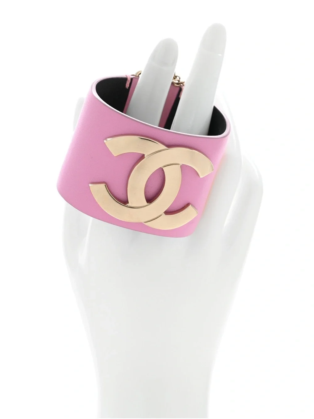 Chanel cc wide calfskin cuff M pink
